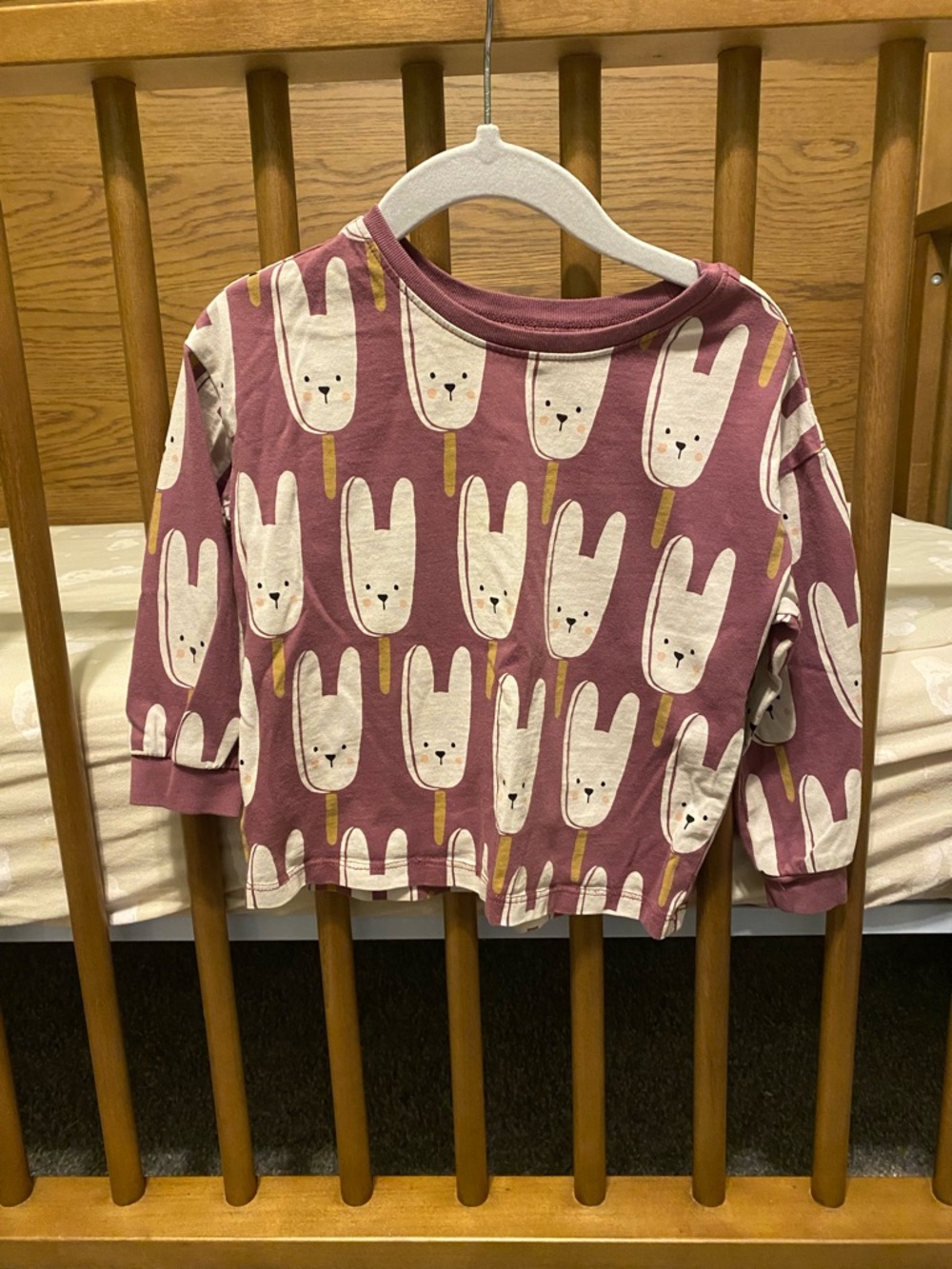 Tea Collection -  Mauve Bunny Print Long-Sleeve Top